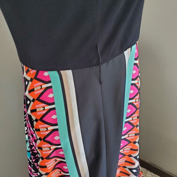Eliza J Maxi Dress Women's Size 8 Sleeveless Scarf Geometric Print Flowy READ - Picture 9 of 15